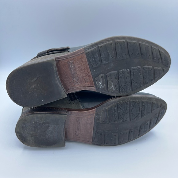 Pikolinos Ordinos Ankle boot with Leather accent strap & buckle, sz 35 black tan - Picture 9 of 10